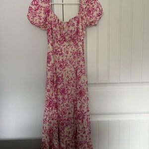 London Times Pink and Cream Floral Maxi Dress
